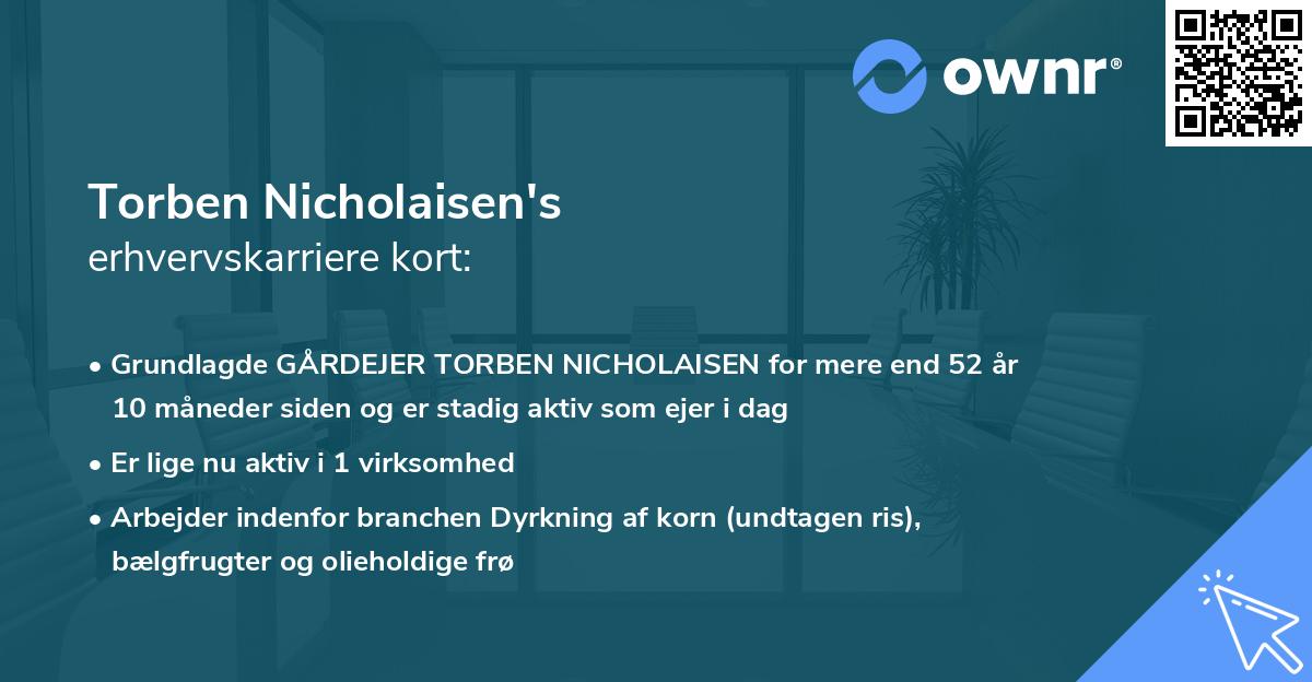 Torben Nicholaisen's erhvervskarriere kort