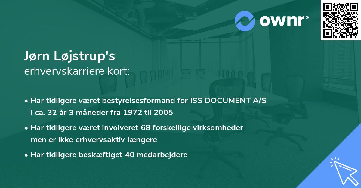 Jørn Løjstrup's erhvervskarriere kort