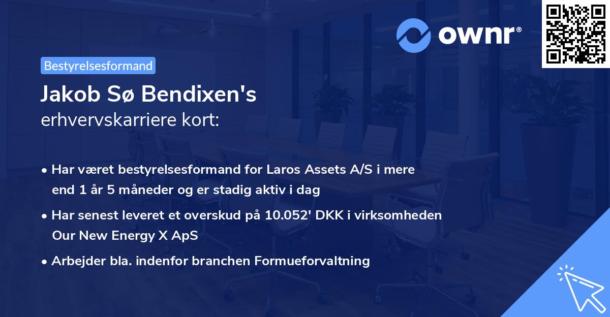 Jakob Sø Bendixen's erhvervskarriere kort