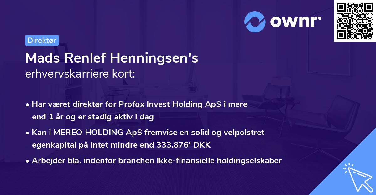 Mads Renlef Henningsen's erhvervskarriere kort