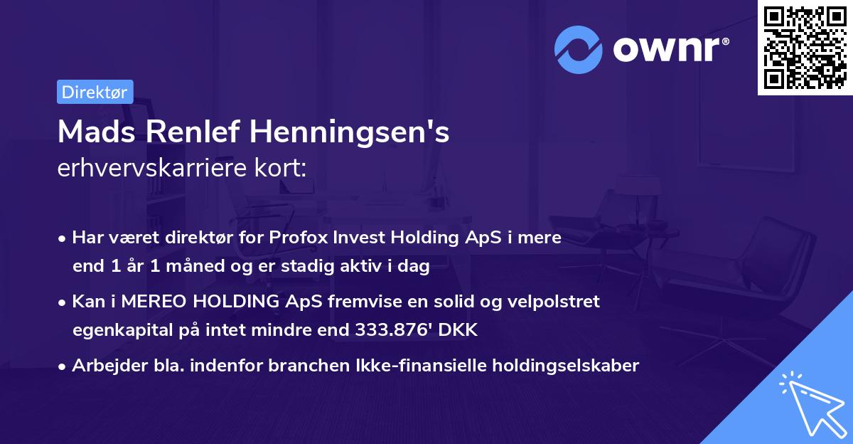 Mads Renlef Henningsen's erhvervskarriere kort