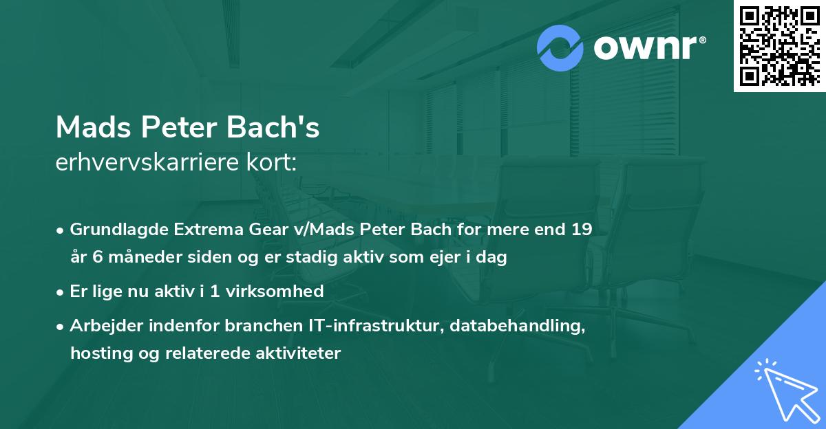 Mads Peter Bach's erhvervskarriere kort