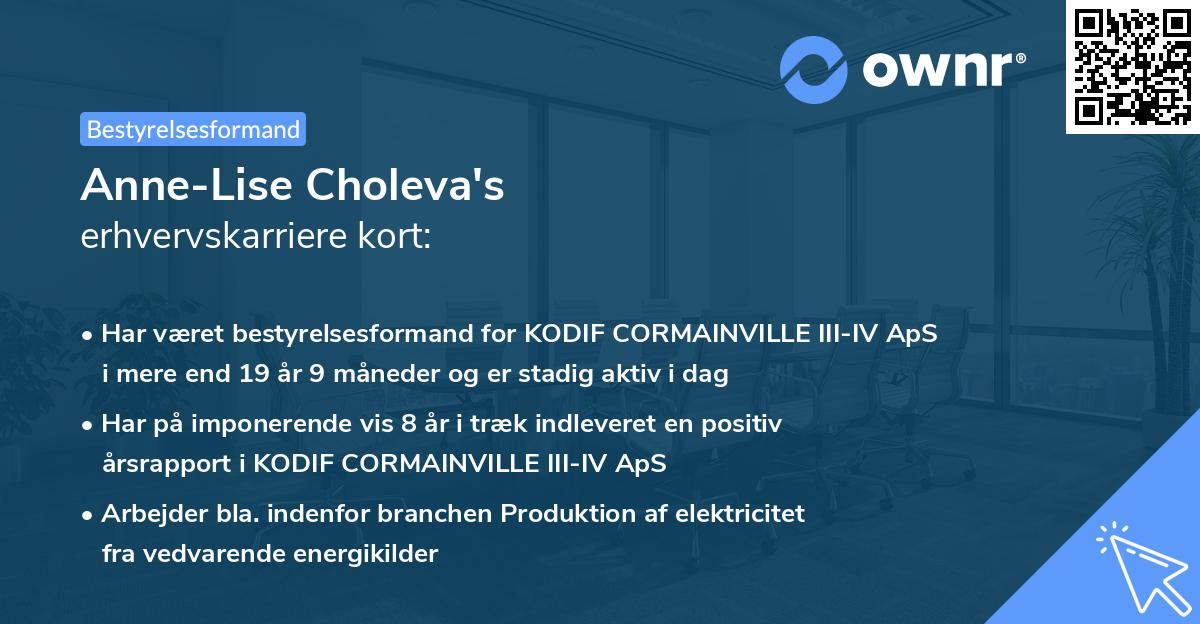 Anne-Lise Choleva's erhvervskarriere kort