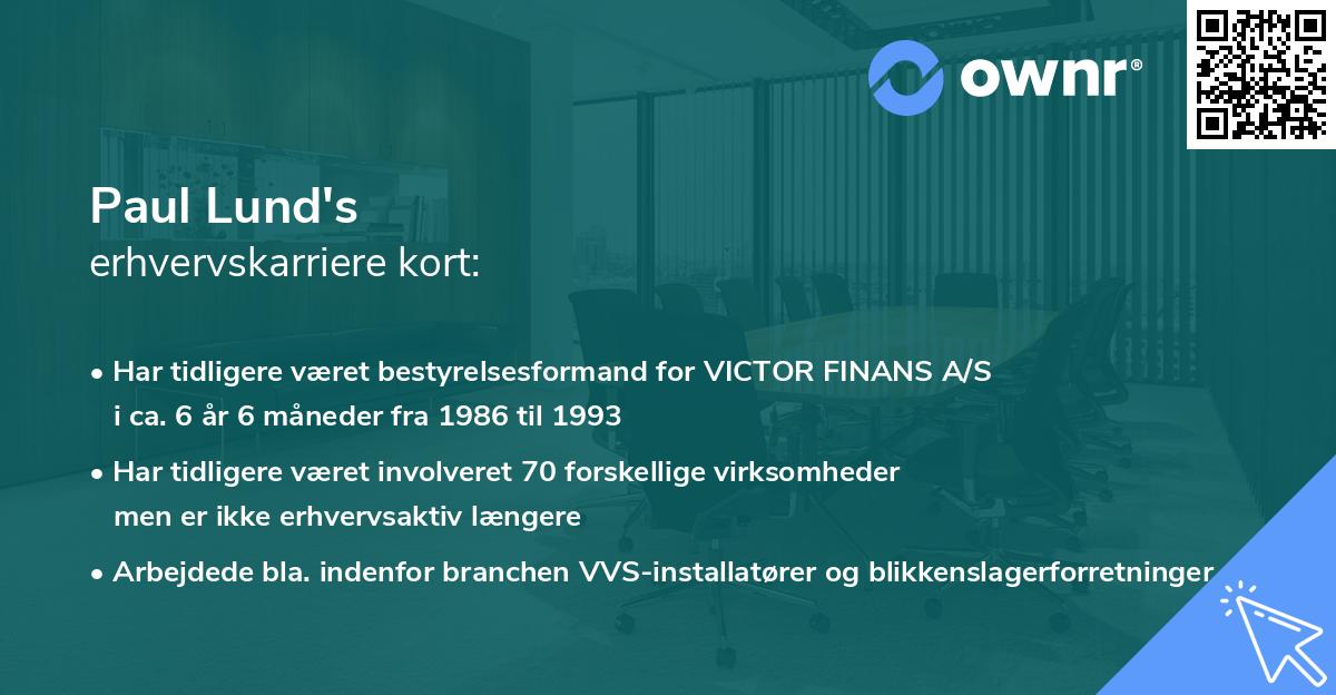 Paul Lund's erhvervskarriere kort