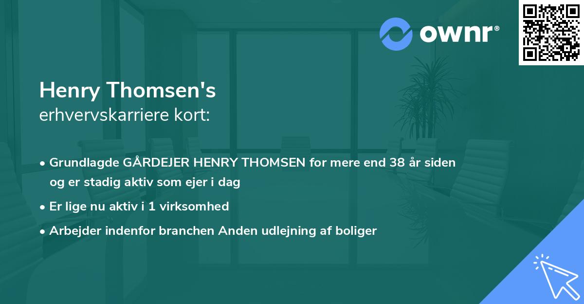 Henry Thomsen's erhvervskarriere kort