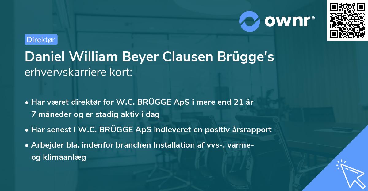 Daniel William Beyer Clausen Brügge's erhvervskarriere kort