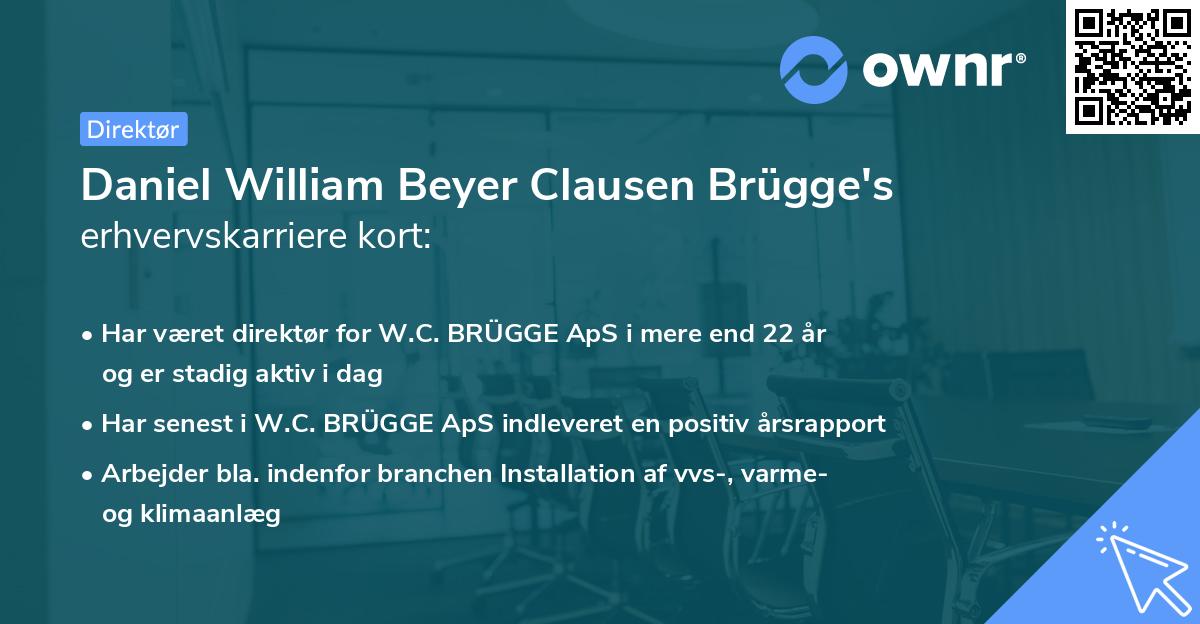 Daniel William Beyer Clausen Brügge's erhvervskarriere kort