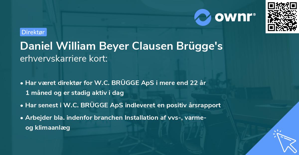 Daniel William Beyer Clausen Brügge's erhvervskarriere kort