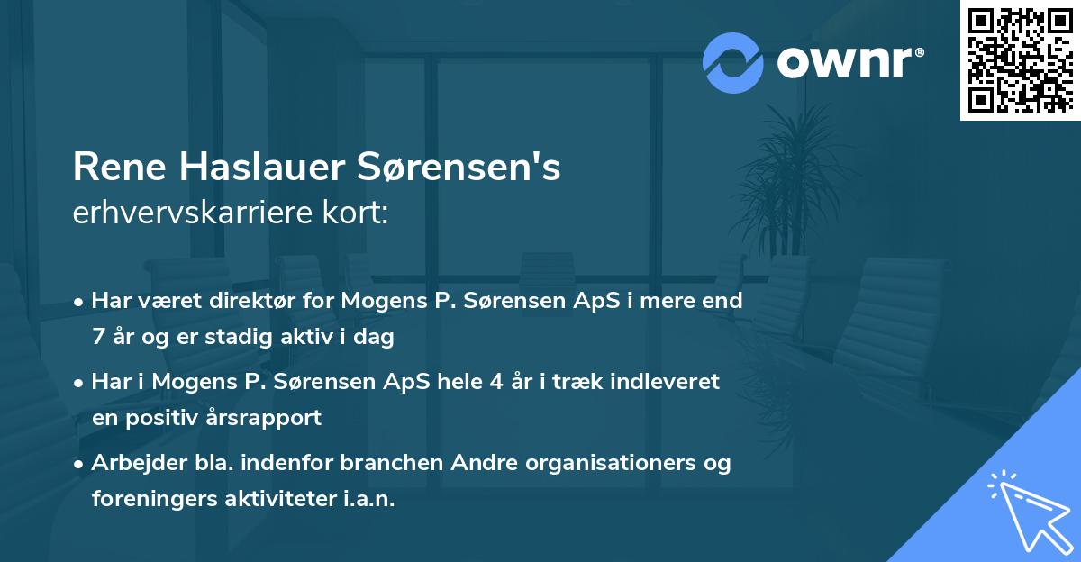Rene Haslauer Sørensen's erhvervskarriere kort