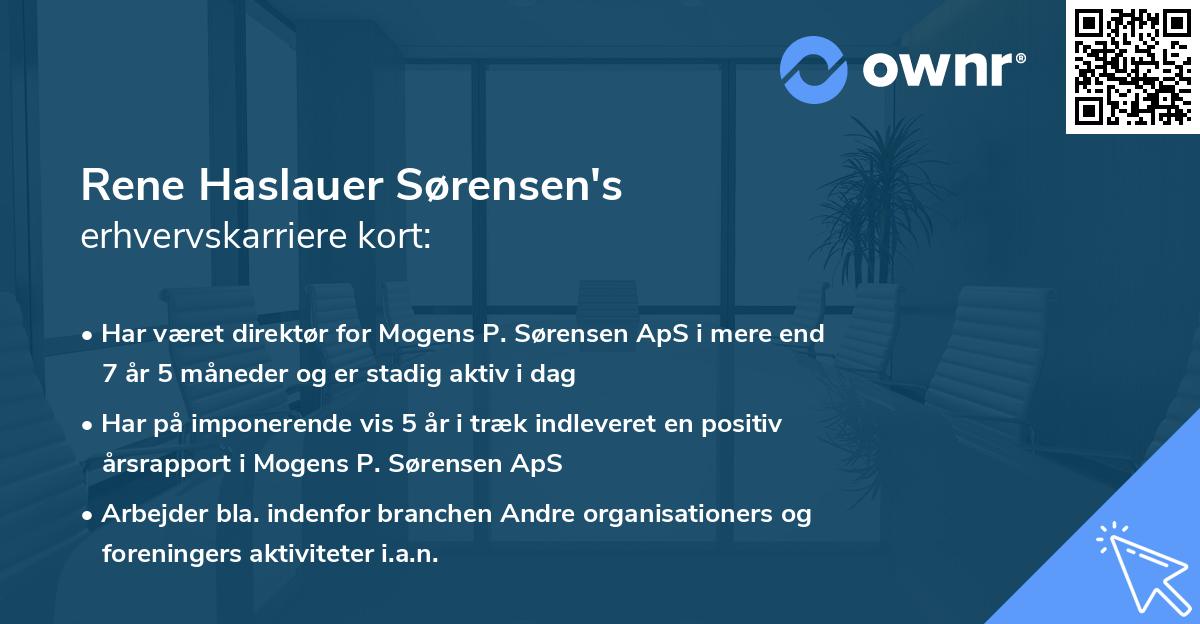 Rene Haslauer Sørensen's erhvervskarriere kort