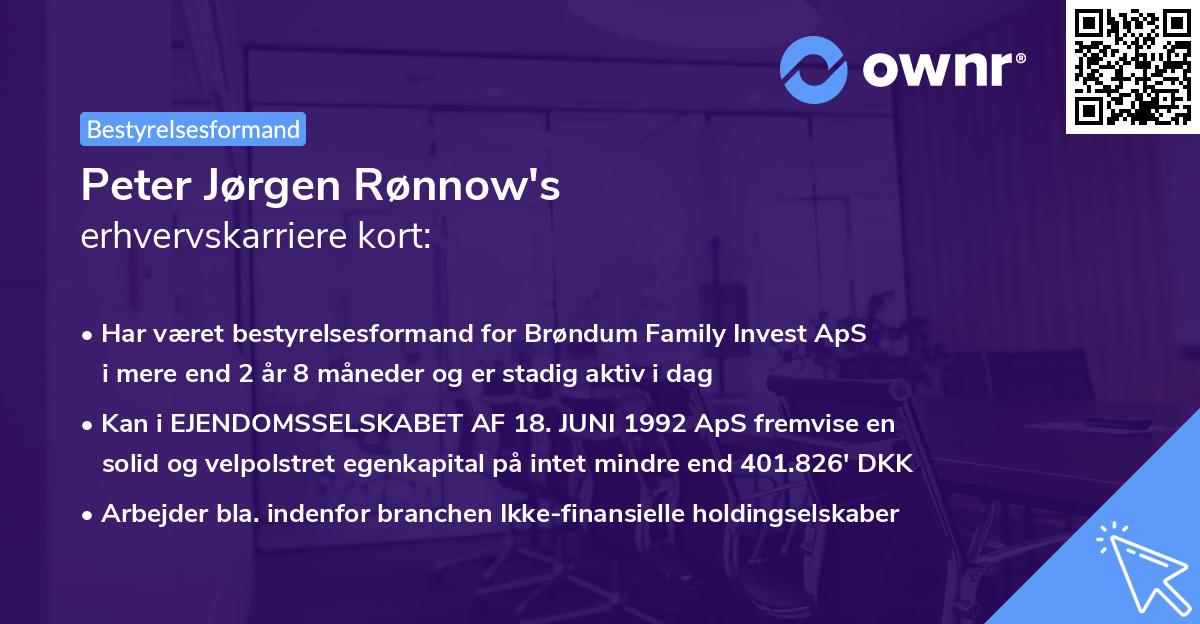 Peter Jørgen Rønnow's erhvervskarriere kort