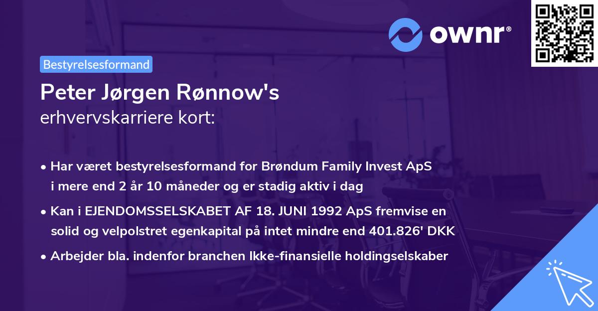Peter Jørgen Rønnow's erhvervskarriere kort