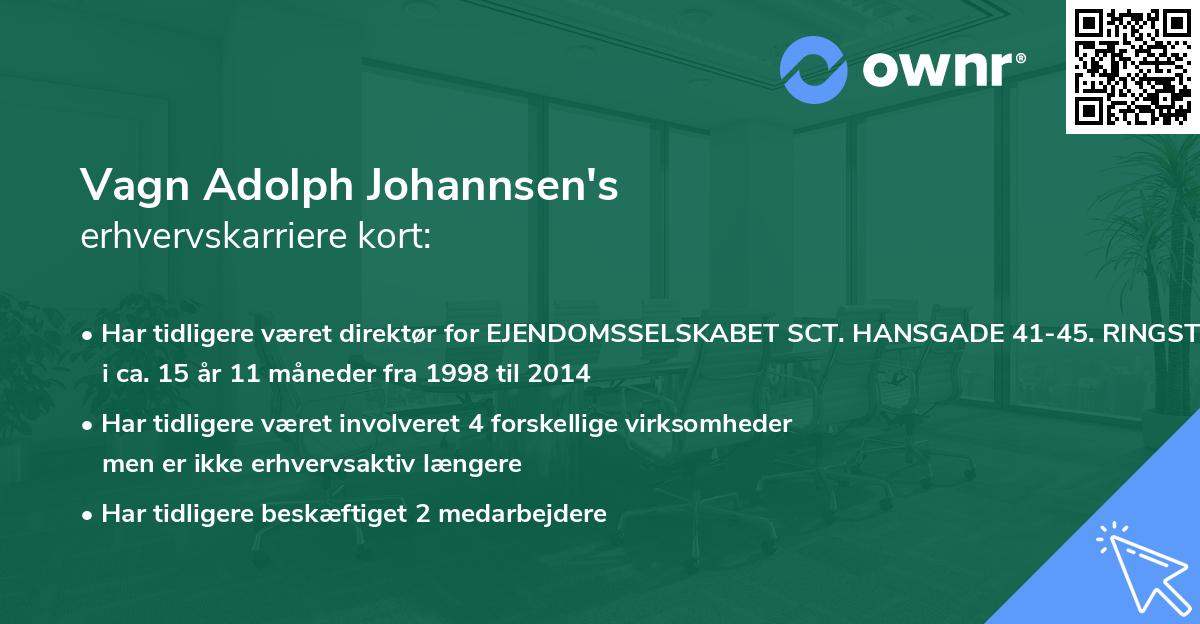 Vagn Adolph Johannsen's erhvervskarriere kort