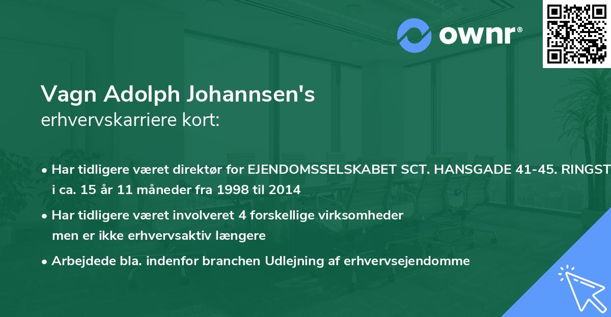Vagn Adolph Johannsen's erhvervskarriere kort
