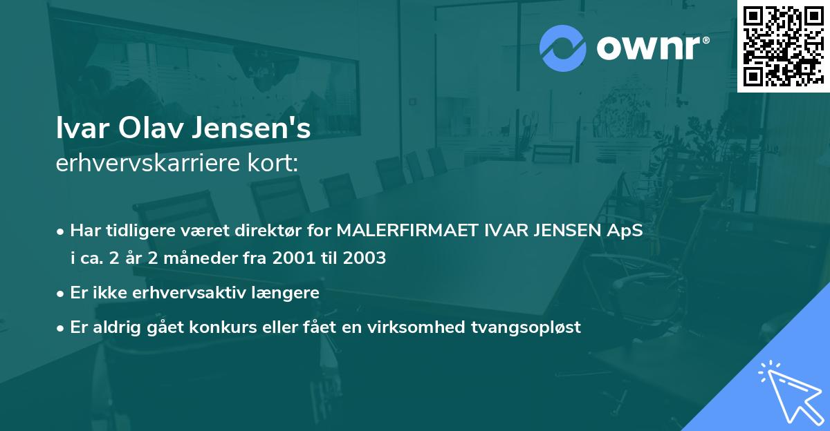 Ivar Olav Jensen's erhvervskarriere kort