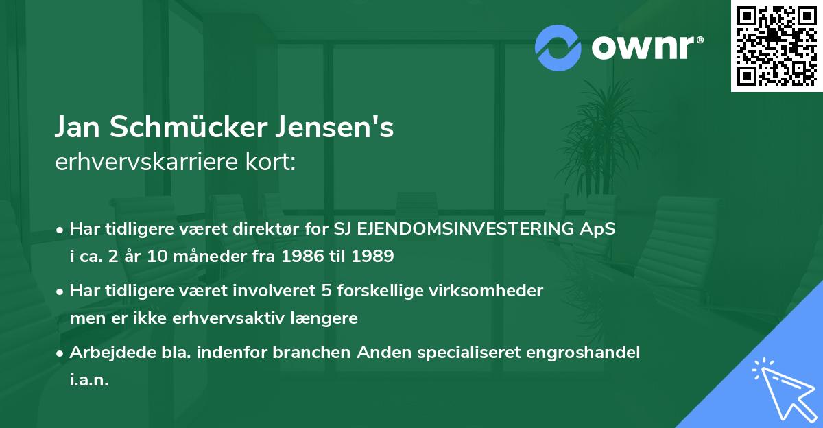 Jan Schmücker Jensen's erhvervskarriere kort