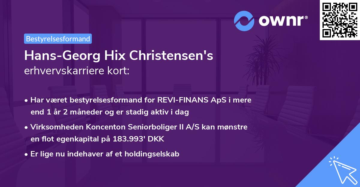 Hans-Georg Hix Christensen's erhvervskarriere kort