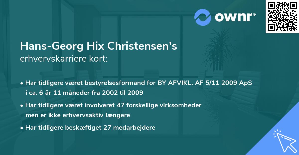 Hans-Georg Hix Christensen's erhvervskarriere kort