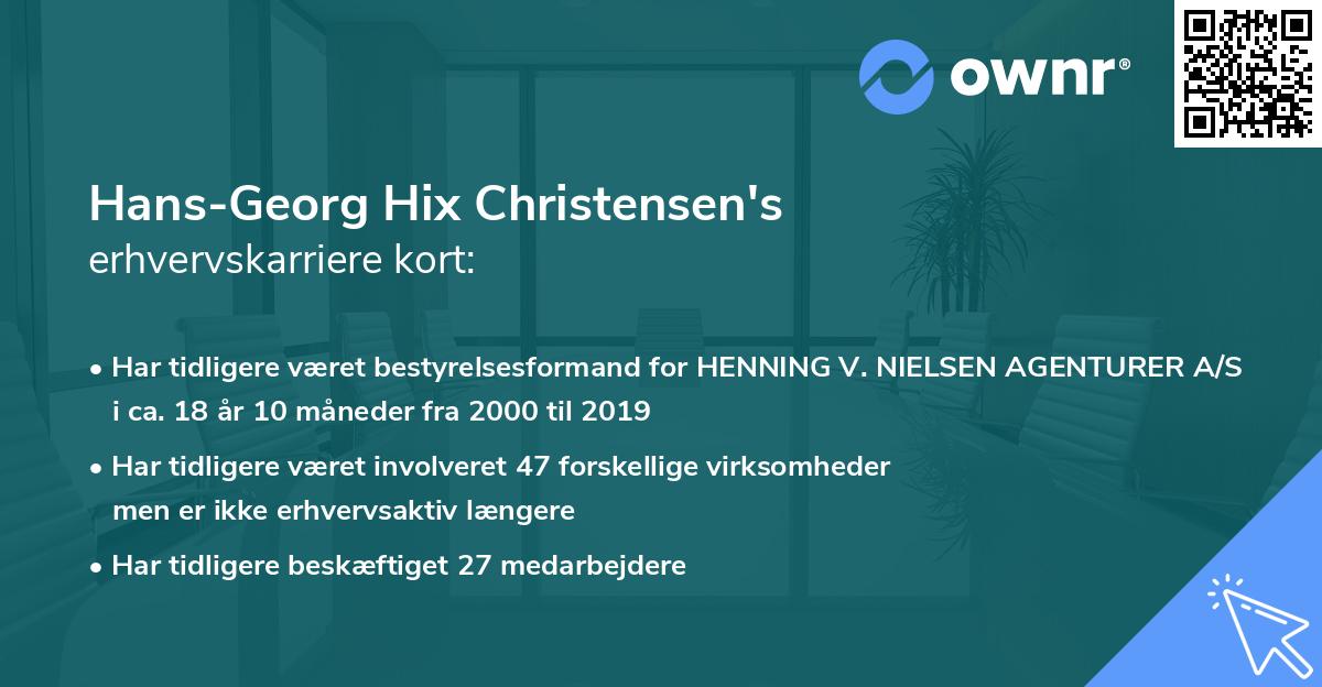 Hans-Georg Hix Christensen's erhvervskarriere kort