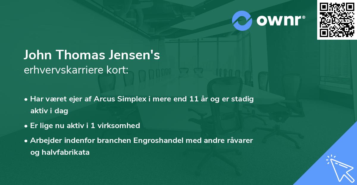 John Thomas Jensen's erhvervskarriere kort