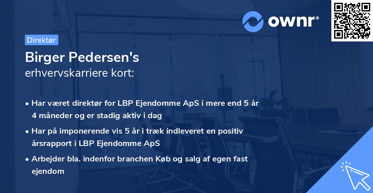 Birger Pedersen's erhvervskarriere kort