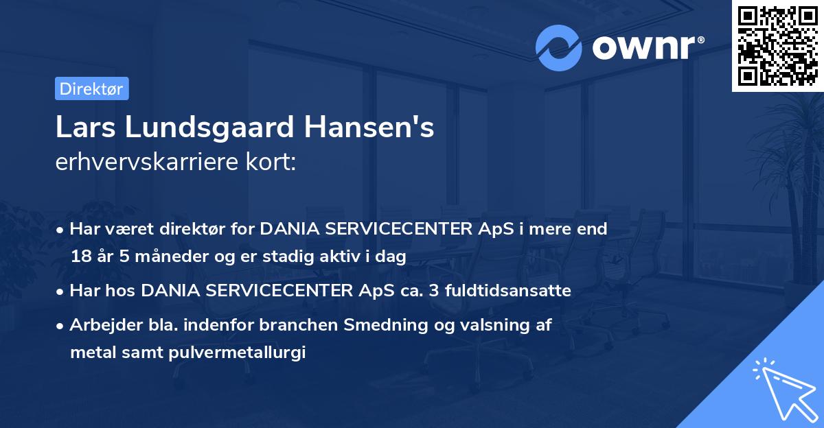 Lars Lundsgaard Hansen's erhvervskarriere kort