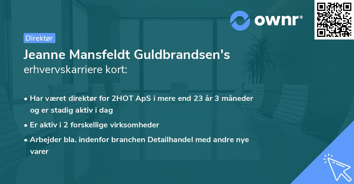Jeanne Mansfeldt Guldbrandsen's erhvervskarriere kort