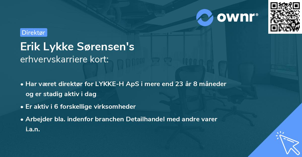 Erik Lykke Sørensen's erhvervskarriere kort