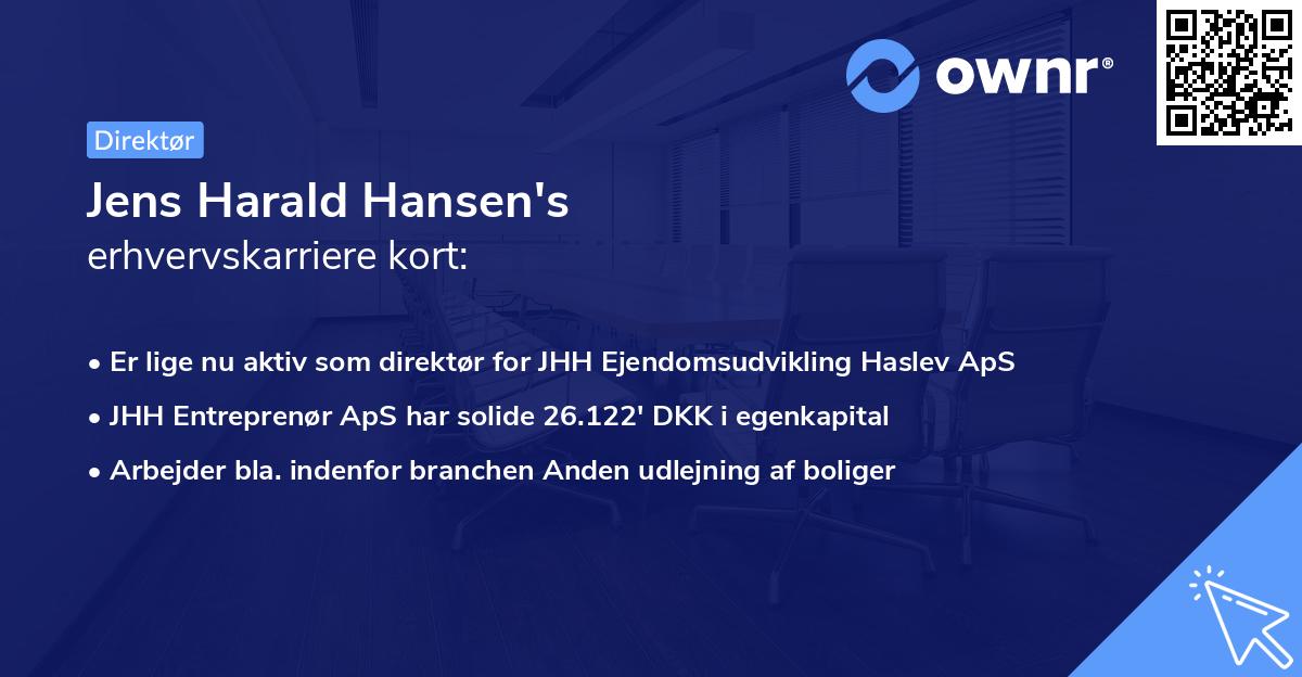 Jens Harald Hansen's erhvervskarriere kort