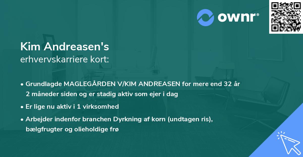 Kim Andreasen's erhvervskarriere kort