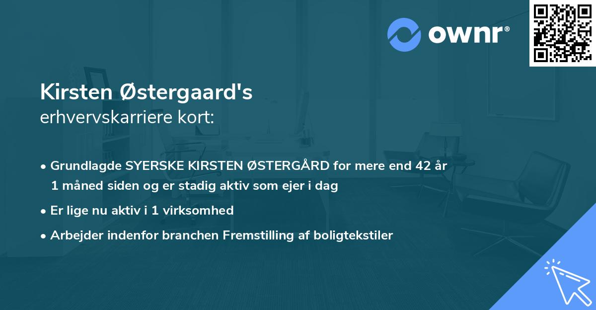 Kirsten Østergaard's erhvervskarriere kort