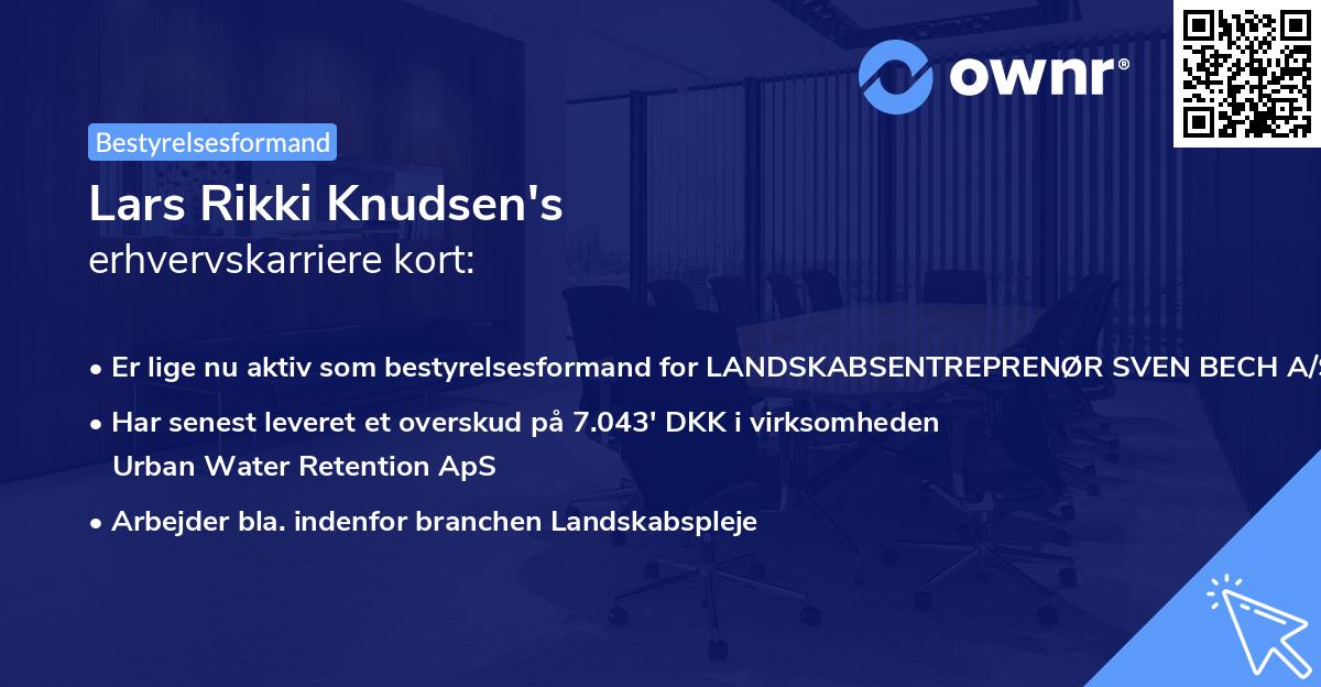Lars Rikki Knudsen's erhvervskarriere kort