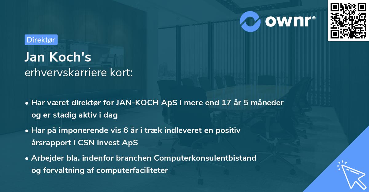 Jan Koch's erhvervskarriere kort
