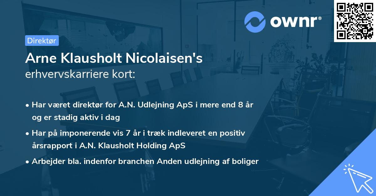 Arne Klausholt Nicolaisen's erhvervskarriere kort