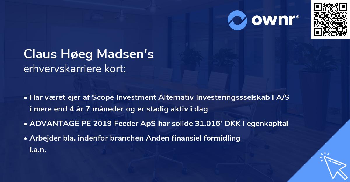 Claus Høeg Madsen's erhvervskarriere kort