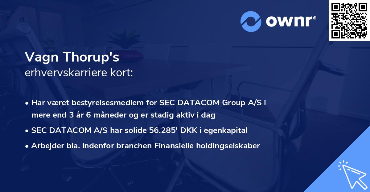 Vagn Thorup's erhvervskarriere kort