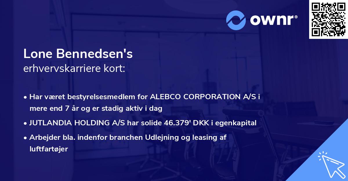 Lone Bennedsen's erhvervskarriere kort