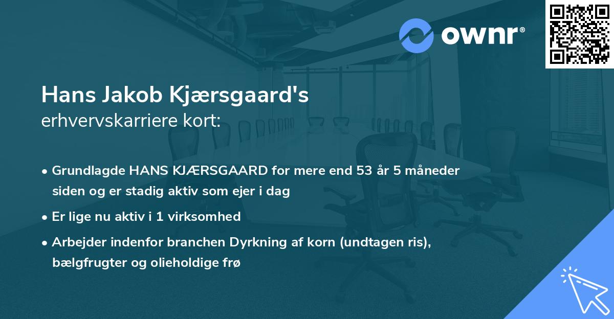 Hans Jakob Kjærsgaard's erhvervskarriere kort