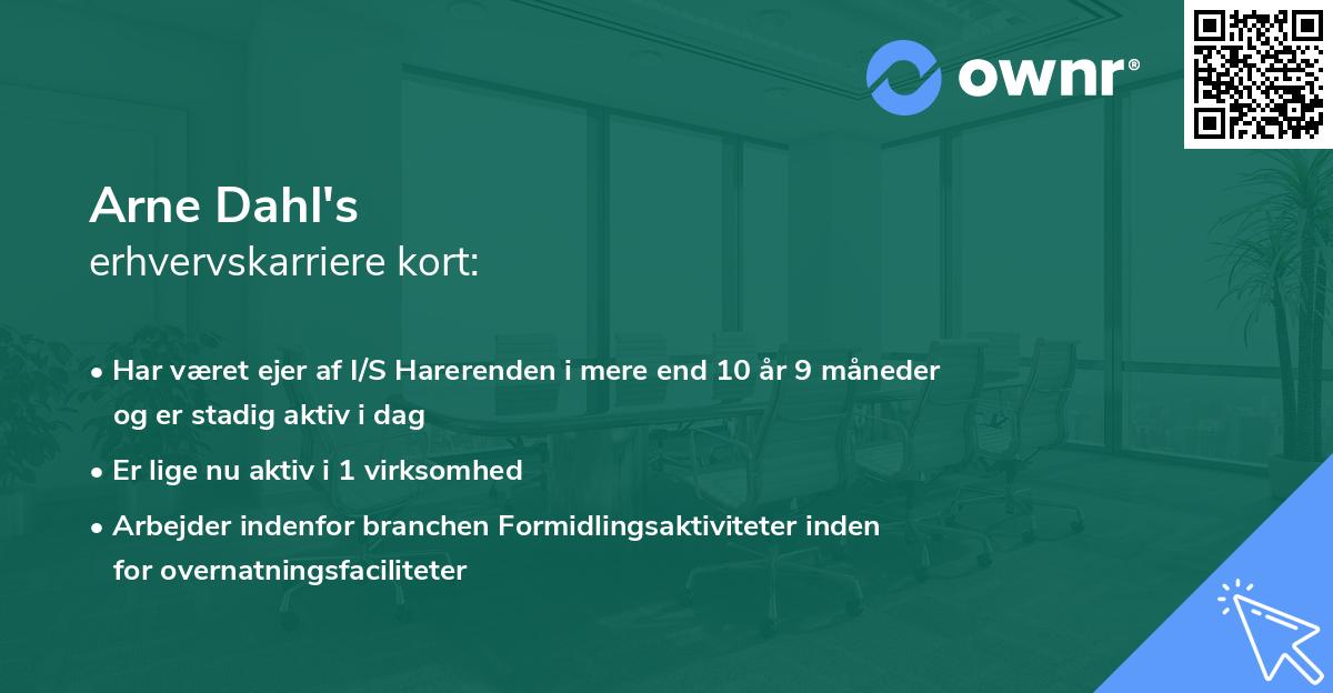 Arne Dahl's erhvervskarriere kort