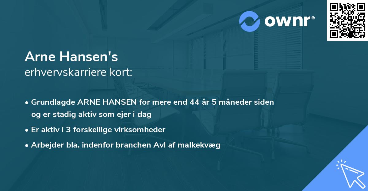 Arne Hansen's erhvervskarriere kort