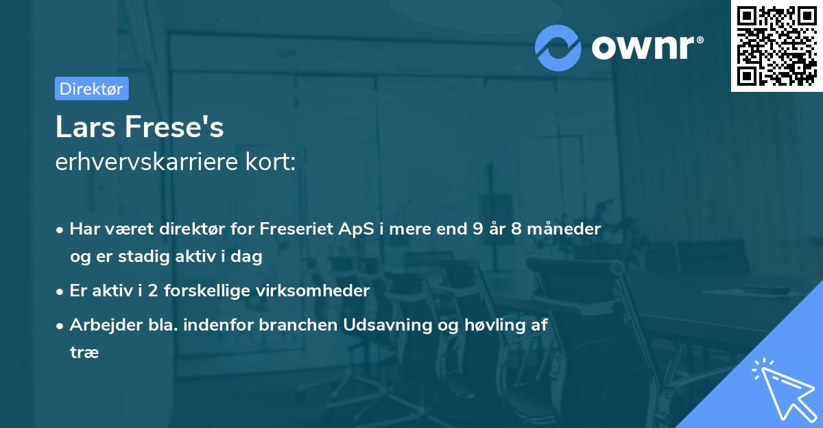 Lars Frese's erhvervskarriere kort