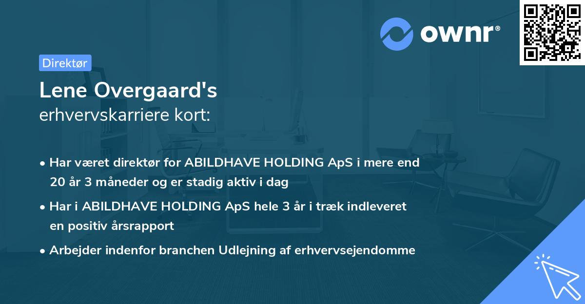 Lene Overgaard's erhvervskarriere kort