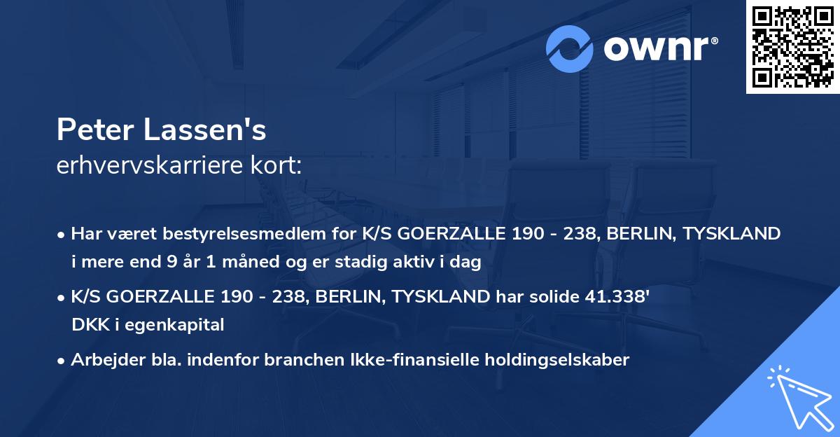 Peter Lassen's erhvervskarriere kort