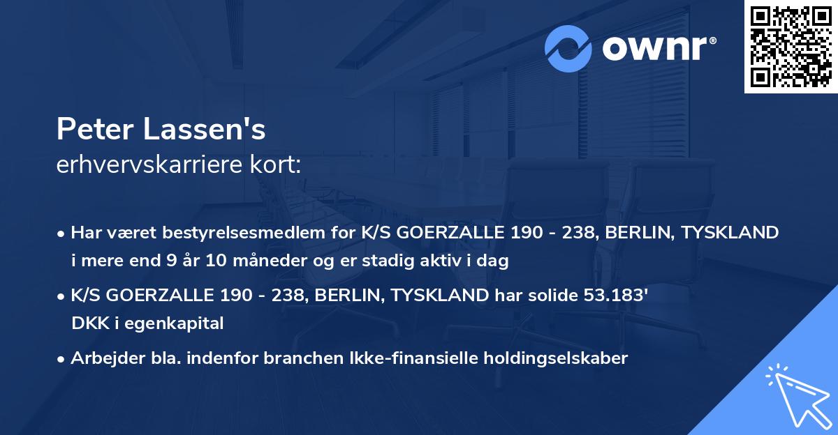 Peter Lassen's erhvervskarriere kort