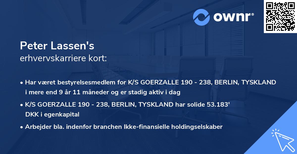 Peter Lassen's erhvervskarriere kort