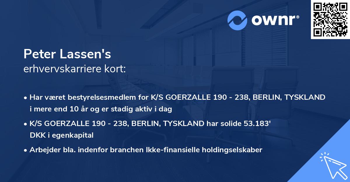 Peter Lassen's erhvervskarriere kort
