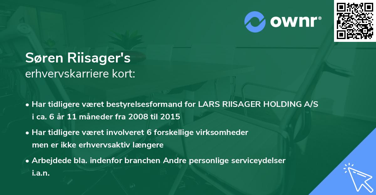 Søren Riisager's erhvervskarriere kort