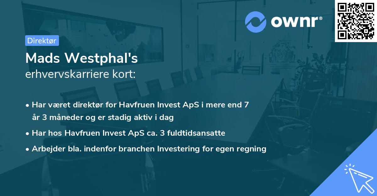 Mads Westphal's erhvervskarriere kort