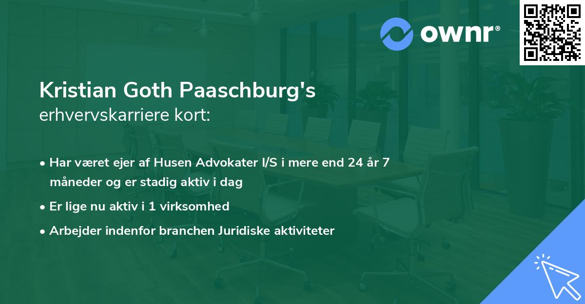 Kristian Goth Paaschburg's erhvervskarriere kort