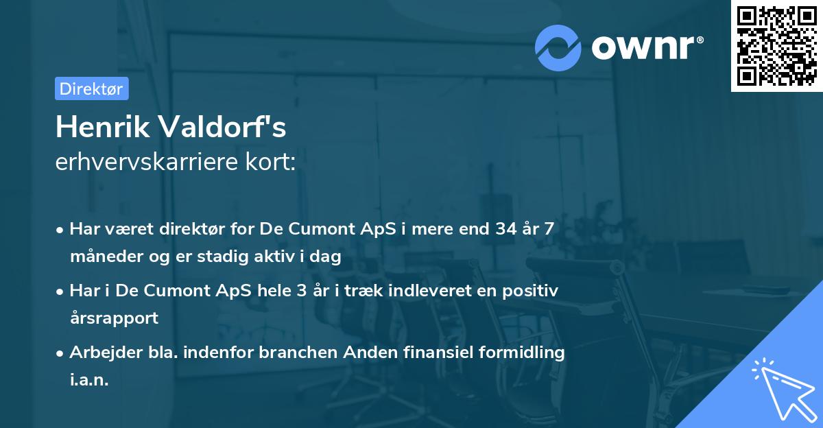 Henrik Valdorf's erhvervskarriere kort
